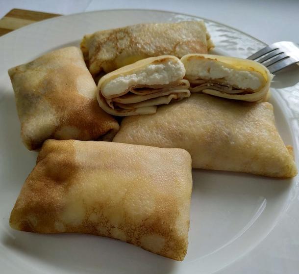 Блинчики домашние с творогом